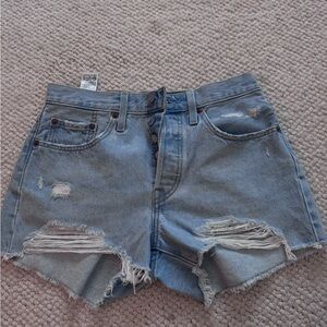Levi's Light Blue Distressed Jean Shorts